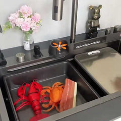 RUMO Multifunctional Honeycomb Nano Black Undermount Sink 75 x 46cm