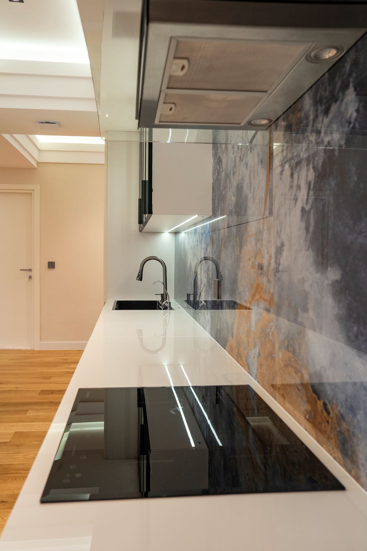 Sleek modern minimalist kitchen with contemporary appliances