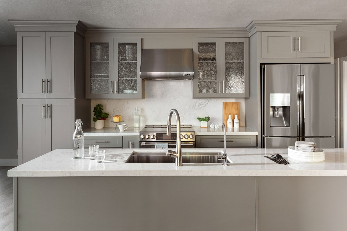 Modern kitchen with sink, countertop and appliances