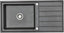 RUMO Opulent Nano Black Stainless Steel Kitchen Sink 1.0 One Single Large Deep Bowl Reversible Drainer Inset Sinks with Waste Kit Scratch Resistant