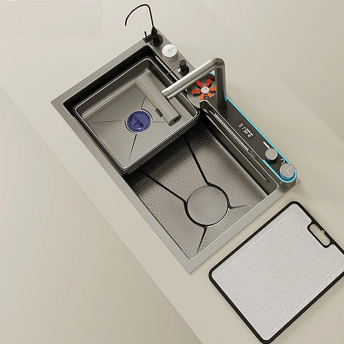 RUMO Multifunctional Honeycomb Nano Black Undermount Sink 75 x 46cm