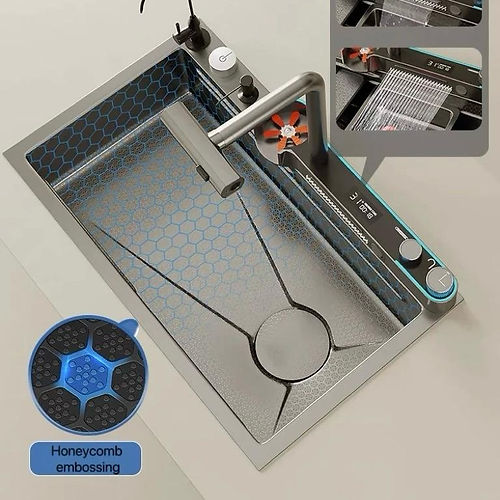 RUMO Multifunctional Honeycomb Nano Black Undermount Sink 75 x 46cm